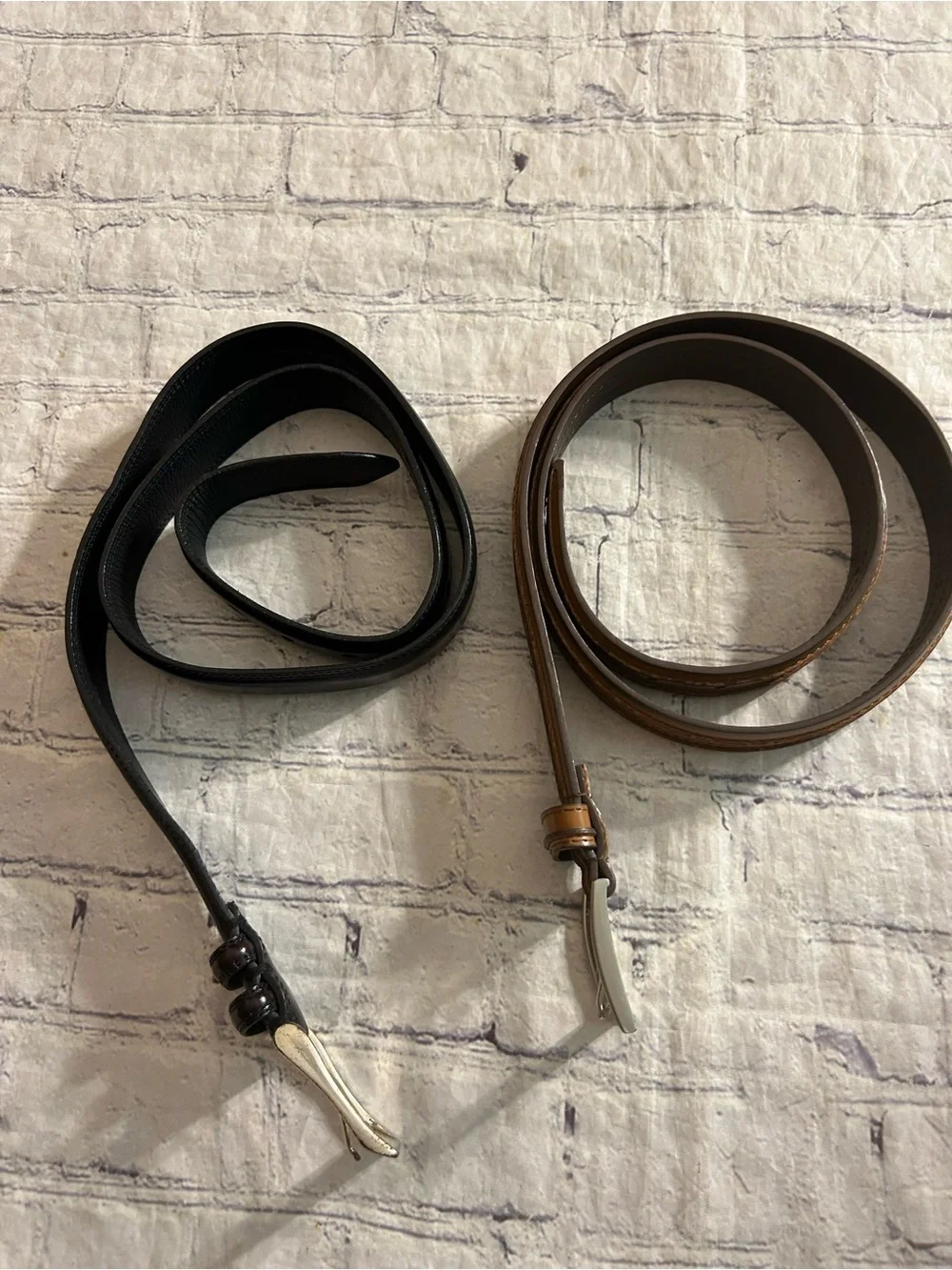 FLORSHEIM CARMEL BROWN LEATHER BELT SIZE 38 & CORDOVAN BLACK FULL GRAIN 38